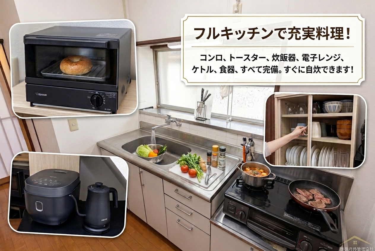 自炊可能なフルキッチン完備