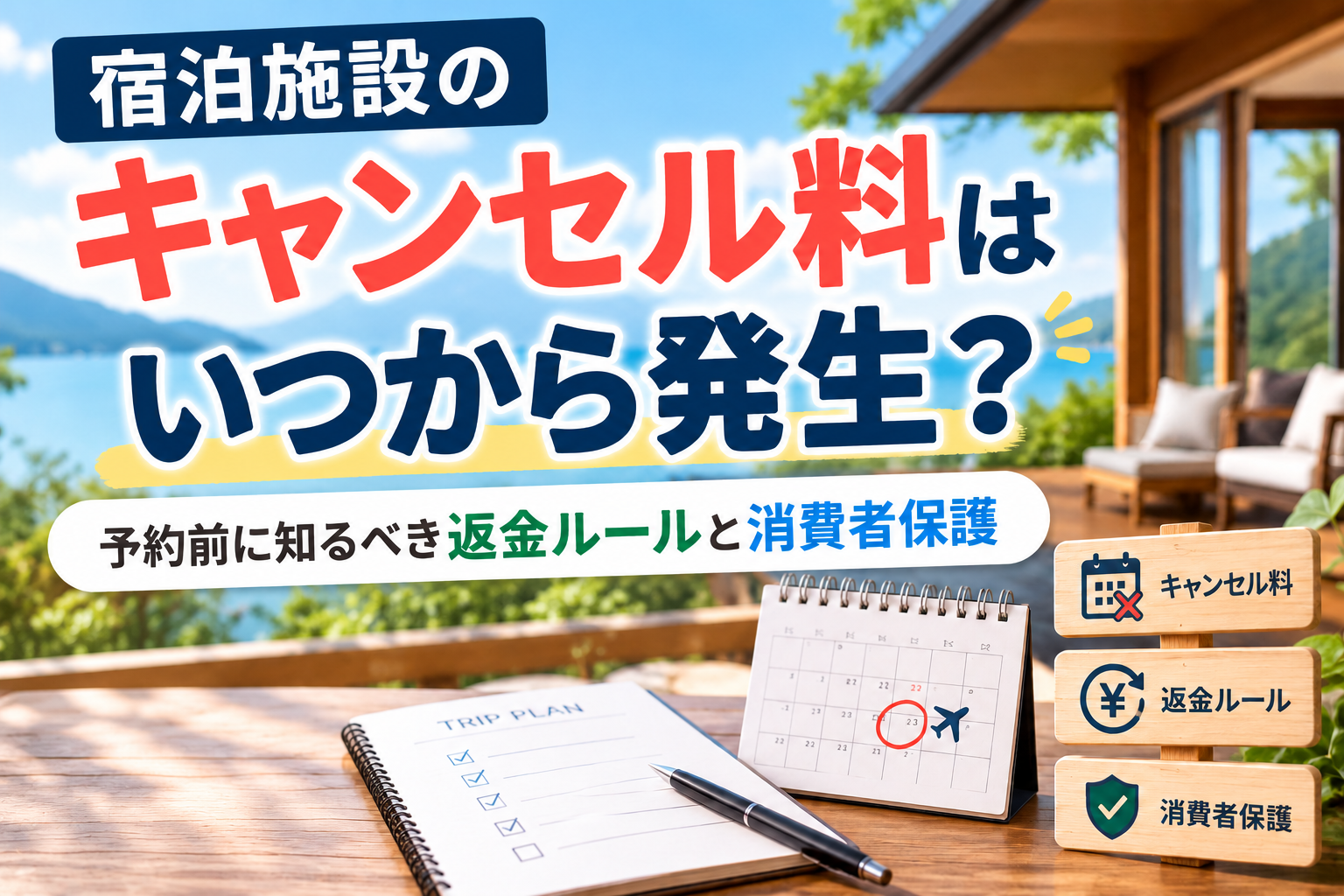  宿泊施設のキャンセル料はいつから発生？予約前に知るべき返金ルールと消費者保護