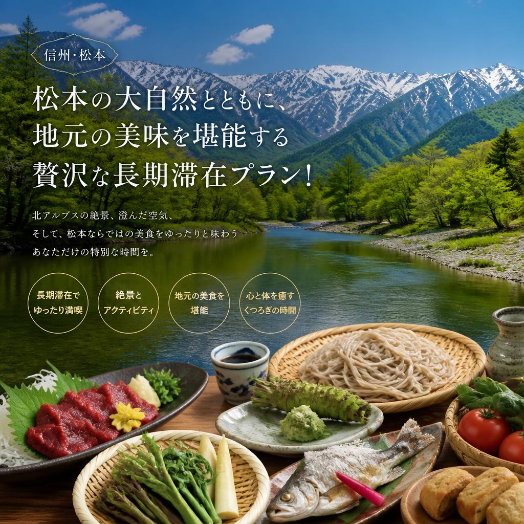 松本の大自然とともに、地元の美味を堪能する贅沢な長期滞在プラン！